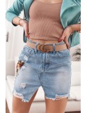 Denim mini skirt with embroidery 11120 - Online store - Boutique